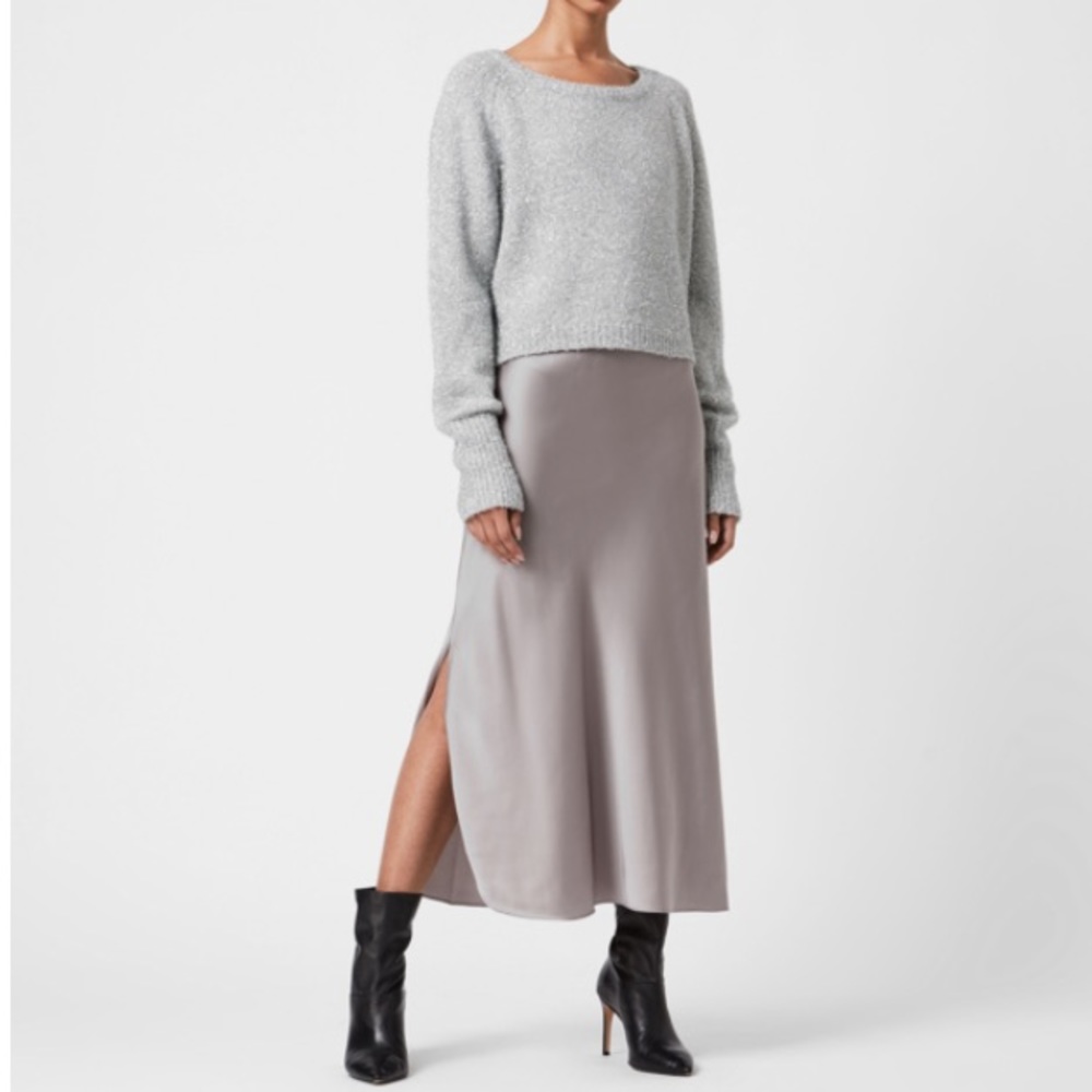 NWT AllSaints 2-in-1 Rosetta Tinsel Silver Dress